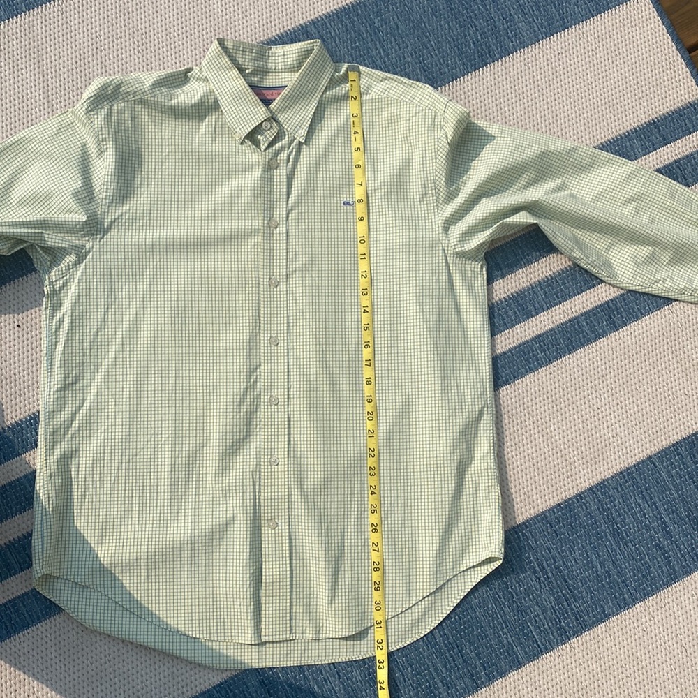 vineyard vines blue/green over pale yellow check logo Button-down Tall! - Picture 7 of 12
